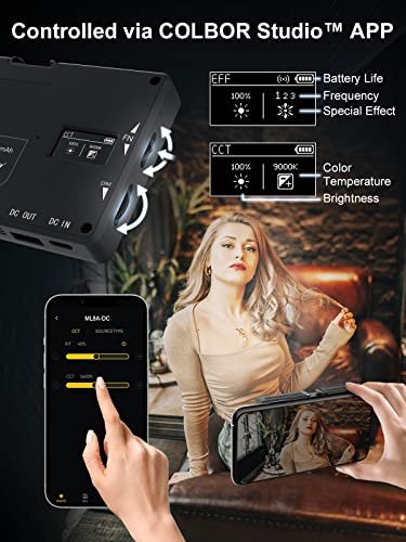LED Video Light, Moman Camera Light for Photography, Portable 5000mAh Video Recording Lights with Cold Shoe, Mini Light CRI 98+ Dimmable 2500-9000K Video Lighting, On-Camera-LED-Video-Light Black