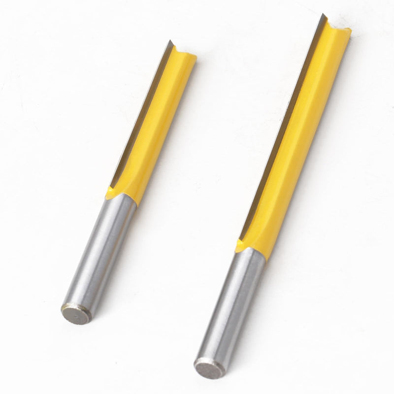 Bestgle Straight Cutter Cutting Blade 8 mm Shank Router Bit 2 Piece Cutter Groove Cutter Wood Cutter Bit Set Extension Cutter for Router Extra Long Cutting Length Straight Flush Cutter 50 mm 76 mm