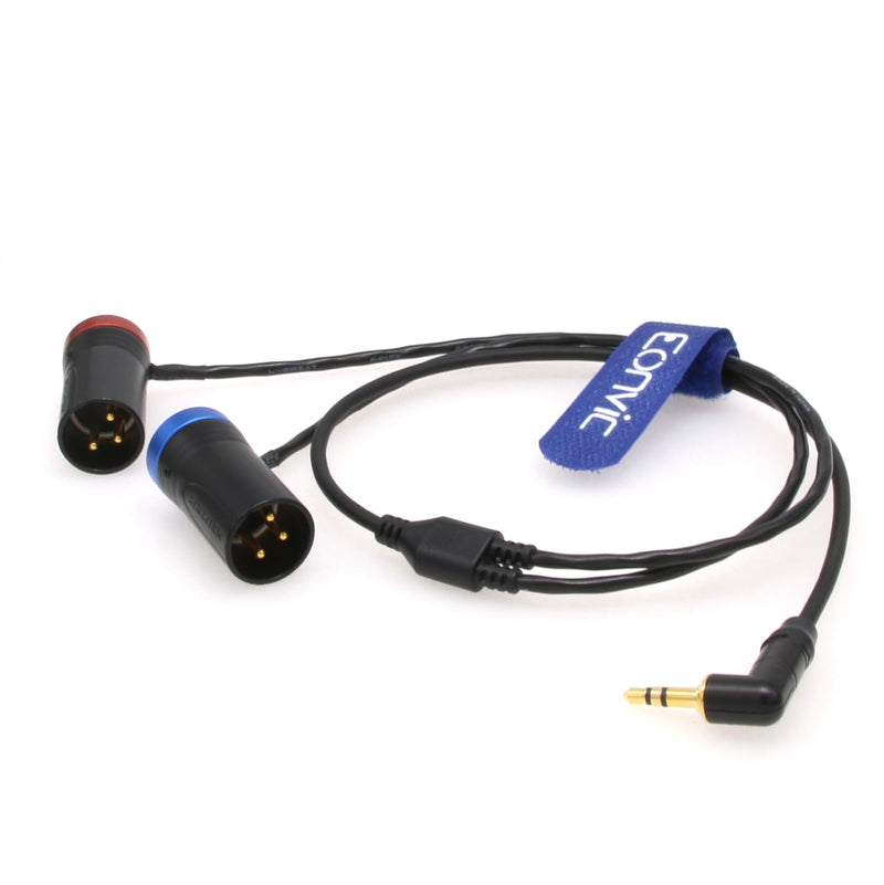 Eonvic 3.5mm Right-Angle TRS to Double Low-Profile XLR 3 Pin Male Y Cable for Rode Wireless GO II Dual Channel Wireless Microphone Receiver with Recorder/Camera