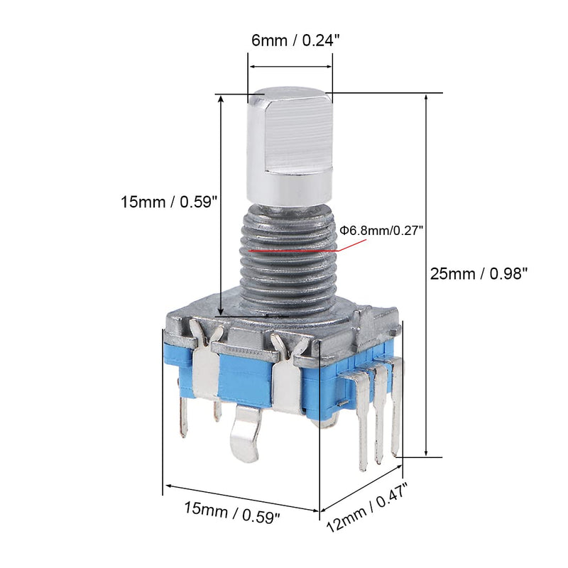 sourcing map 360 Degree Rotary Encoder Code Switch Digital EC11 7 Pins 15 mm D-Shaft Pack of 2