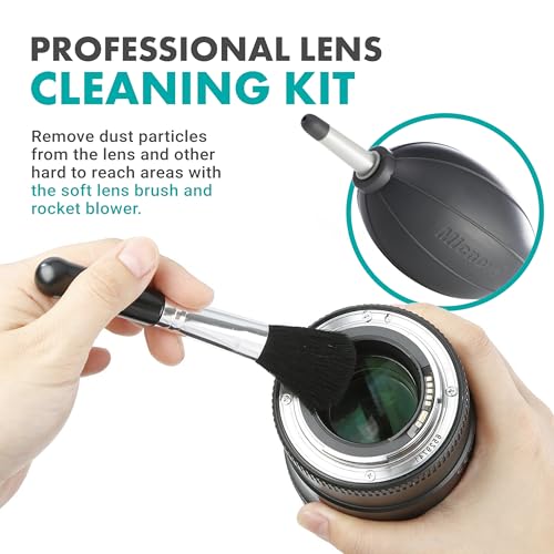 Movo Deluxe Essentials DSLR Camera Cleaning Kit with 10 APS-C Cleaning Swabs, Sensor Cleaning Fluid, Rocket Air Blower, Lens Pen, Soft Brush, 2X Small and 2X Large Microfiber Cloths and Carrying Case