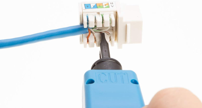 Cat5e Keystone Ethernet Wall Jack Punch Down UTP 45-Degree (Easier Termination Than 90-Degree), RJ45 Slim Profile Speed Termination 45° Angled Blue (50 Pack) 50 PCS
