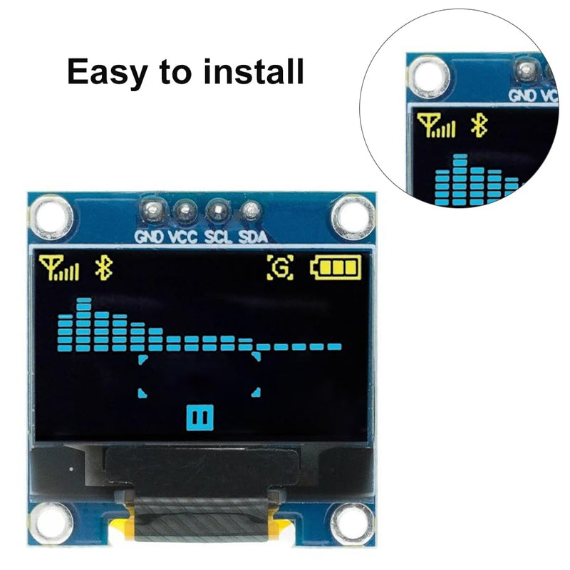 OLED Display, I2C Screen Display Module, Display Module, Self-Luminous Display Board, 0.96 Inch 128 x 64 Pixels, I2C 3.3V-5V, 4 Pins, Clear and Easy to Read Information