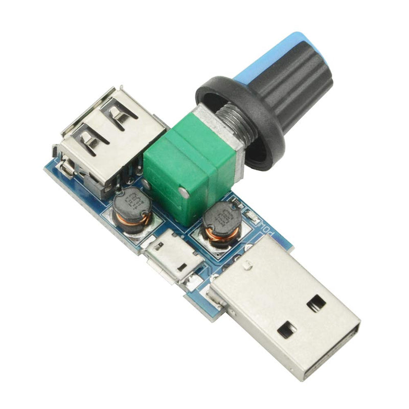 XINGYHENG 3Pcs 5W Mini USB Fan Air Volume Speed Stepless Governor Module USB Speed Controller DC 5V USB Male input DC4-12V to 2.5-8V and Speed Control Knob with Switch Function