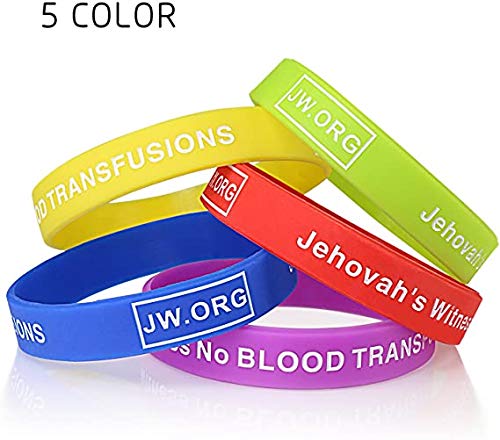 JW.org No Blood Medical Alert Flexible Silicone Wristband-5 pcs-Rainbow
