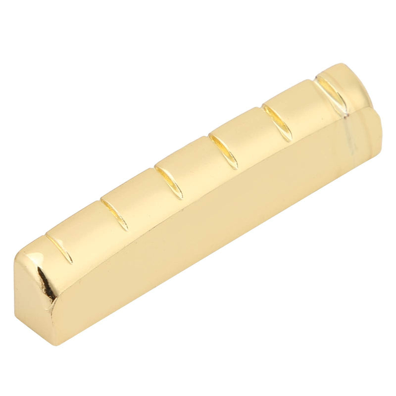 Keenso Guitar Nut and Saddle Set, Guitar Cattle Bone Saddle Metal Acoustic Brass Bone Bridge Saddle for 6 String Musical Instrument Accessories 76mm Saddle