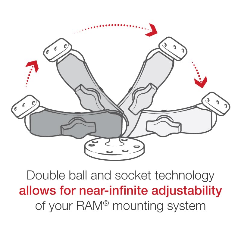 RAM MOUNTS Quick-Grip XL Phone Mount with Drill-Down Flat Surface Base | Fits large phones, B Size 1" ball with medium arm for cars, trucks, boats and flat surface mounting