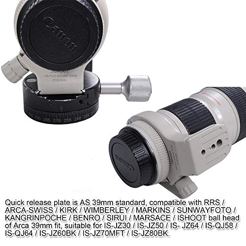 Lens Tripod Mount Ring for Canon EF 70-200mm f/4L (IS) USM, EF 400mm f/5.6 L USM, EF 80-200mm f/2.8L, Lens Collar Support Bracket with AS Fit Quick Release Plate for Tripod Ball Head of ARCA-SWISS Fit