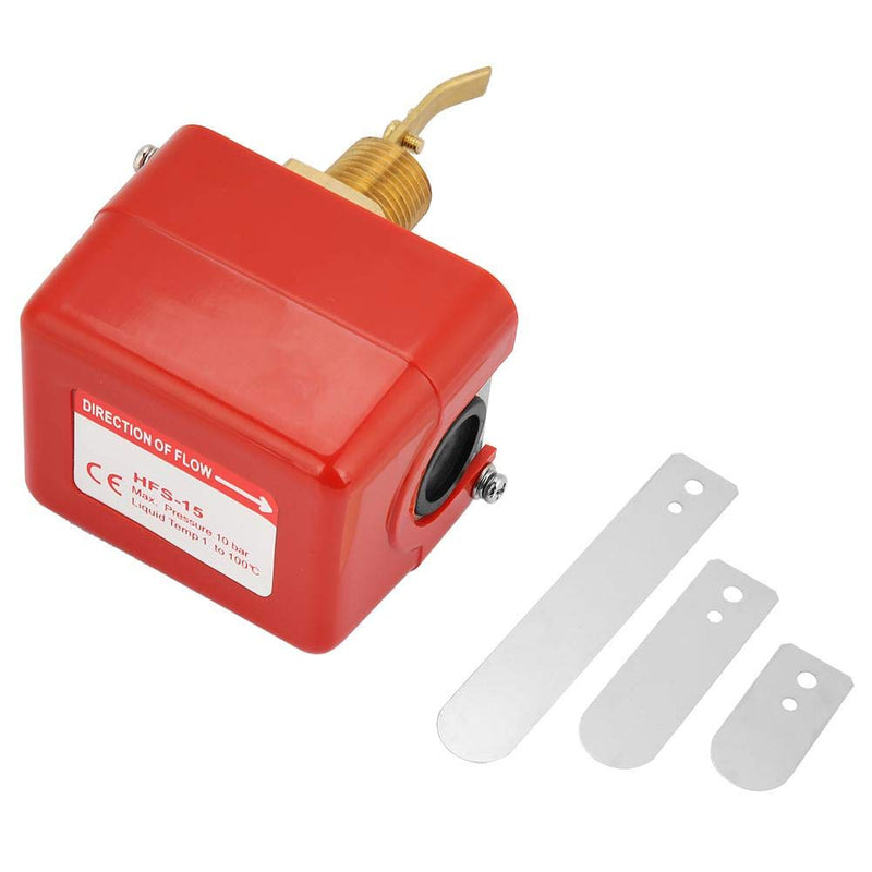 Flow Monitor, 1/2 Inch Adjustable Thread Connection SPDT Contacts Water Paddle Flow Valve Switch 1.0MPa Flow Regulator for Water Treatment System, Central Air Conditioning etc. (Red)