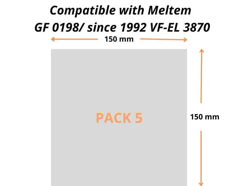 BFS Filters Pack of 5 Replacement Filters for Meltem GF 0198 / from 1992 VF-EL 3870 Meltem, Air Filter, Dimensions 150 x 150 mm, Filter G2