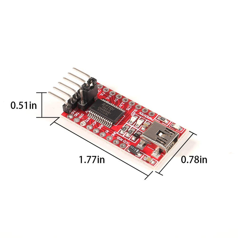4pcs 3.3V 5V FT232RL FTDI Mini USB to TTL Serial Converter Adapter Module for Arduino Mini Port 4PCS Red