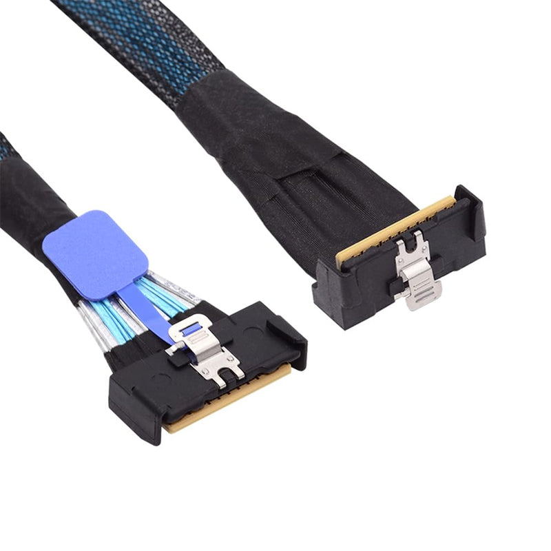 PCI-E 5.0 Mini Cool Edge IO MCIO Angled PCI-E Slimline SAS 8i 74Pin Male to MCIO 74Pin Male Extender Cable 35cm MCIO to MCIO UP