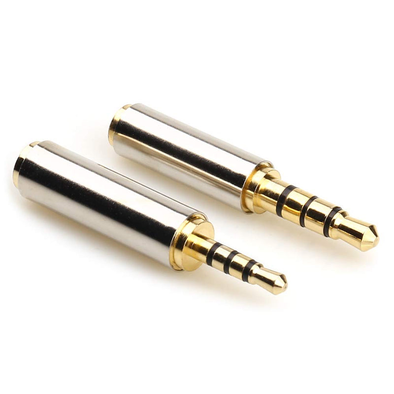 LEOU 3.5mm Male to 2.5mm Female and 2.5mm Male to 3.5mm Female Audio Headphone Adapter Headset Converter 3 Ring Gold Plated Jack Plug Stereo -2PCS
