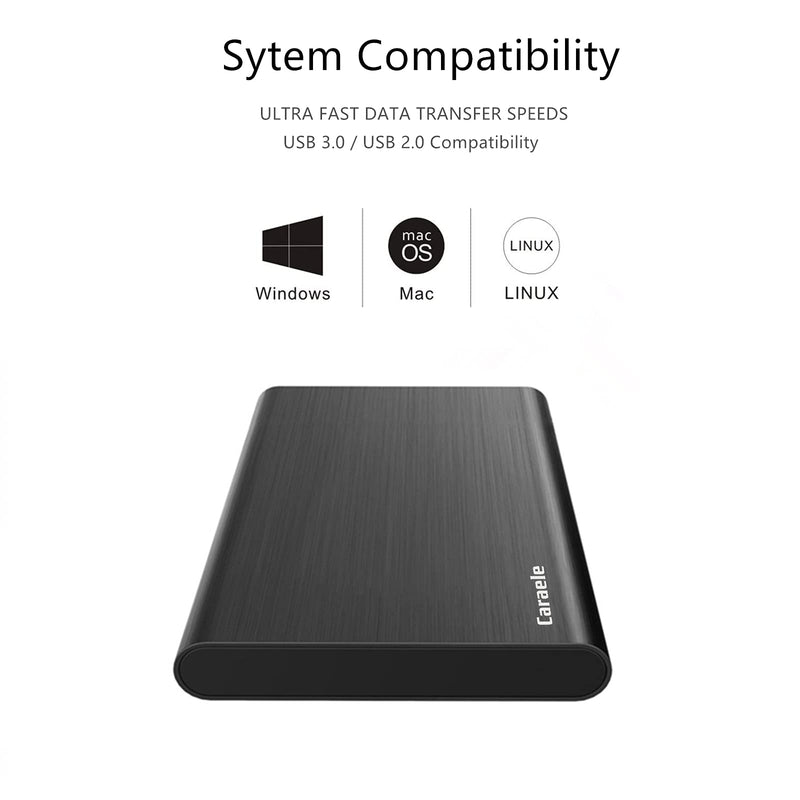 750GB Ultra Slim Portable External Hard Drive USB3.0 HDD Storage Compatible for PC, Desktop, Laptop, MacBook, Chromebook, Xbox One, Xbox 360, PS4 (Black) Black 750GB