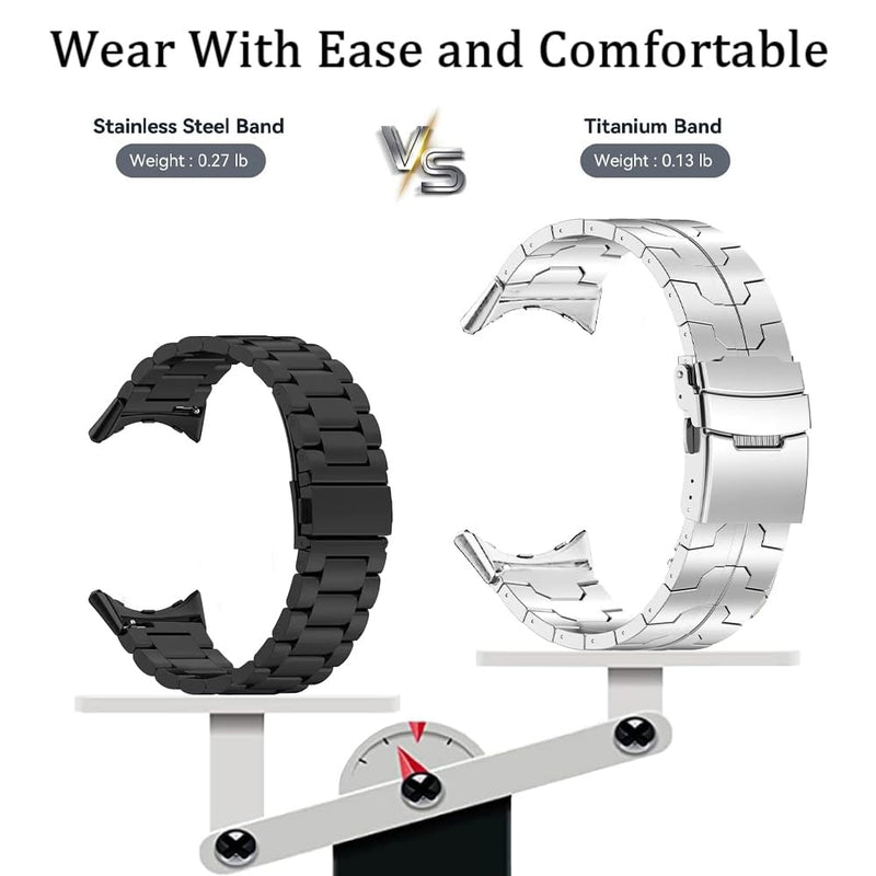 Titanium Bands Compatible for Pixel Watch 5/4/3 45mm 41mm Band, Titanium Metal Wristband Strap for Pixel Watch 5/4/3/2/1 Accessory for Men black