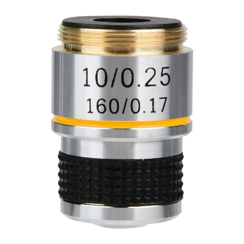 Generic 10X Achromatic Objective Lens 160 0.17 Biological Microscope Lens with Aluminum Alloy Shell for Enhanced Contrast Clear Image