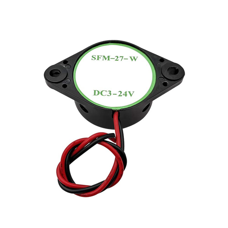 3PCS DC 3-24V 90dB Active Piezo Electronic Buzzer Beep Tone Alarm Ringer Continous Sound (Black) SFM-27-W black