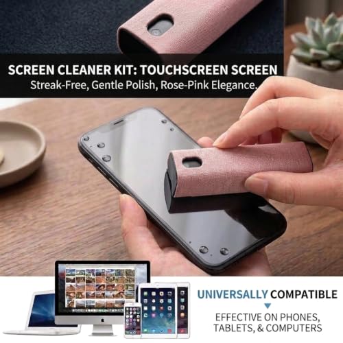 Screen Cleaner Kit with Spray & Microfiber Cloth, Alcohol Ammonia Free Portable Lipstick Size Mist Cleaner for iPhone iPad Laptop Computer Car Touch Screens, Streak Free Removes Fingerprints Oil