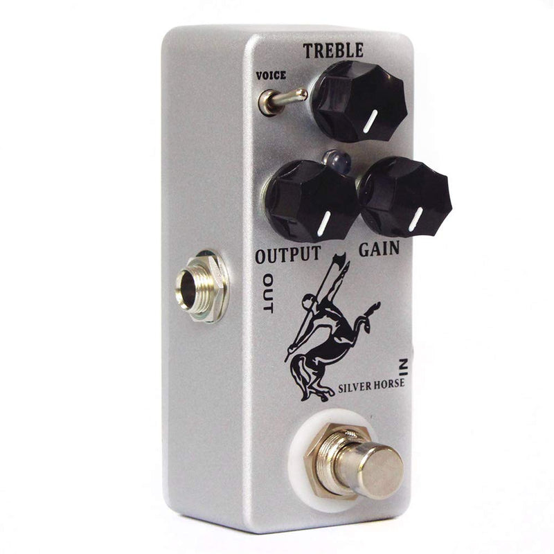 Overdrive Function Guitar Effect Pedal with True Bypass for Electric Guitar (Silver Horse) Silver Horse
