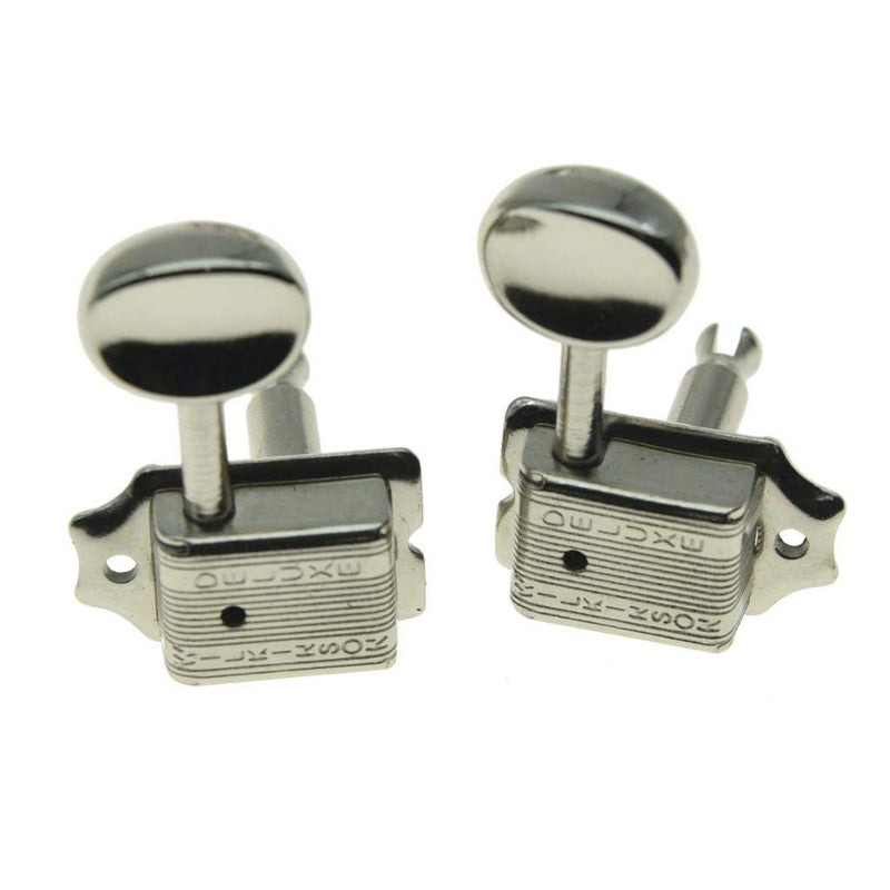 Wilkinson Deluxe 6 Inline Vintage Guitar Tuners with Split Post Guitar Tuning Keys Peg Machine Heads for Strat/Tele Guitars Nickel