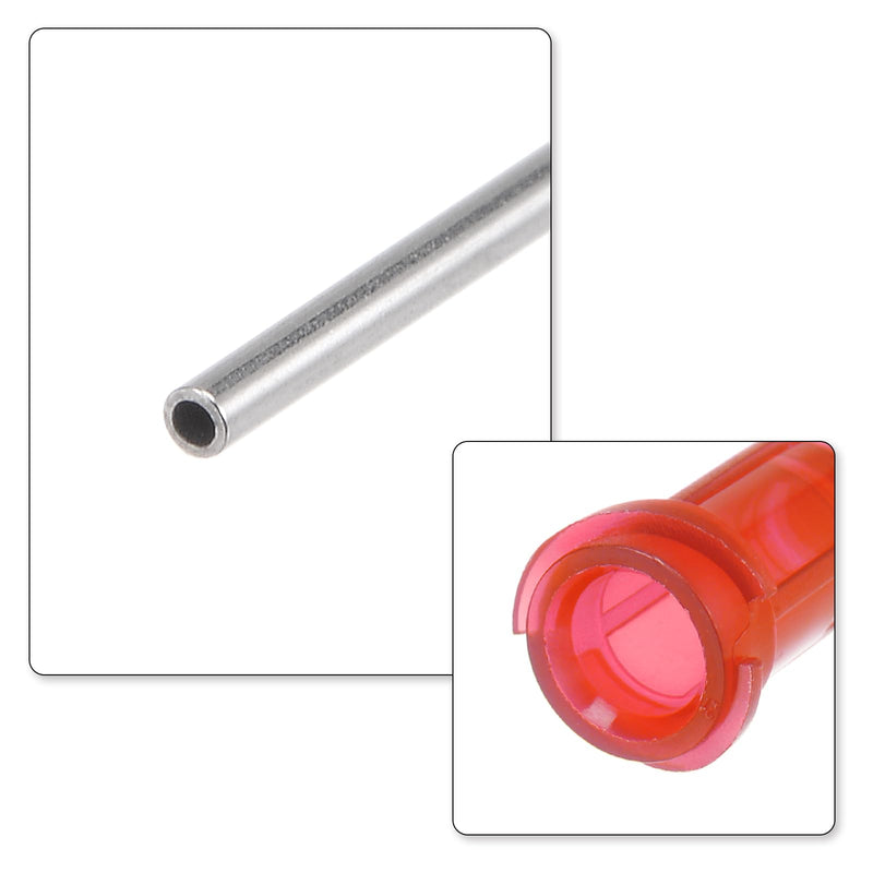 QUARKZMAN Industrial Blunt Tip Cannula 24G 1 Inch Length with Luer Lock Screw Connection, Dosing Cannula for Liquid Glue Gun, 60 Pieces (Red) red