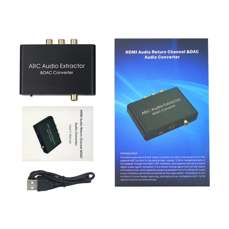 [AUSTRALIA] - Converter HDTV-Compatible Audio Adapter DAC ARC L/R Coaxial SPDIF Jack Extractor Return Channel 3.5mm Headphone for TV(Cable not Included) 