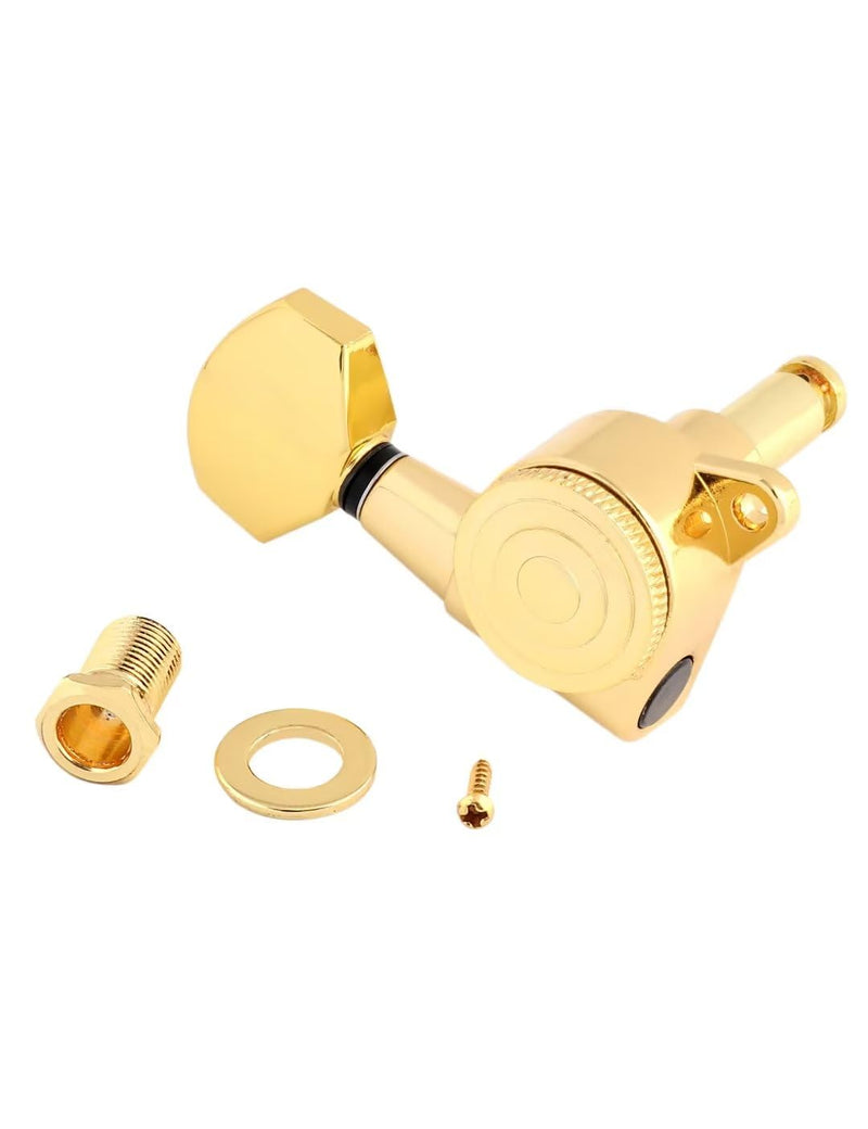 Bogart Locking Guitar String Tuning Pegs Sealed Machine Heads Tuners Tuning Keys 6 In Line for Right Handed Electric Guitar or Acoustic Guitar Gold., TP 21-GD-6R