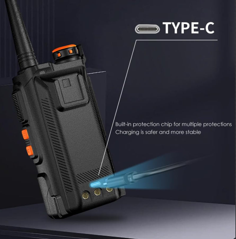 BaoFeng Radio Ham Radio Handheld K61 8W Rechargeable Walkie Talkies 2600mAh NOAA Weather Receiver 999CH Two Way Radio 2 Way Radio Long Range with Earpiece,USB-C Charger for Hunting Camping