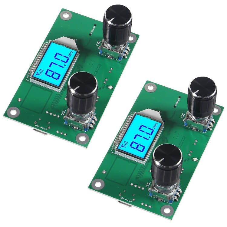 2 Pieces Digital FM Receiver Module, Radio Receiver Module Digital Stereo Board LCD Display DSP PLL 76.0MHz-108.0MHz