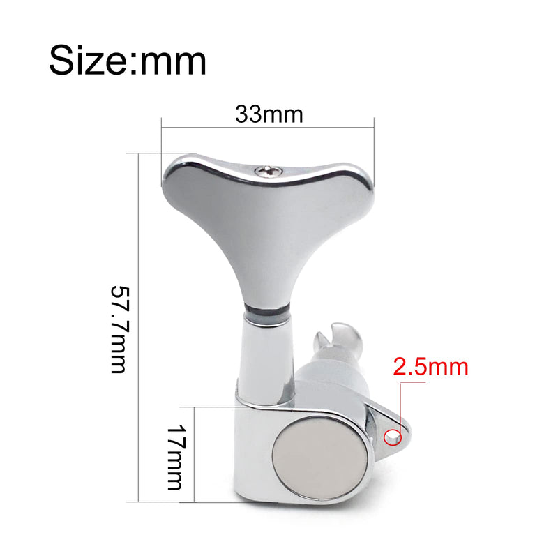 4R Electric Bass Guitar Sealed Tuning Pegs Tuners Machine Heads Tuning Keys/Buttons Guitar Parts Machine Head Tuners for Precision Bass and Jazz Bass (Chrome) Chrome