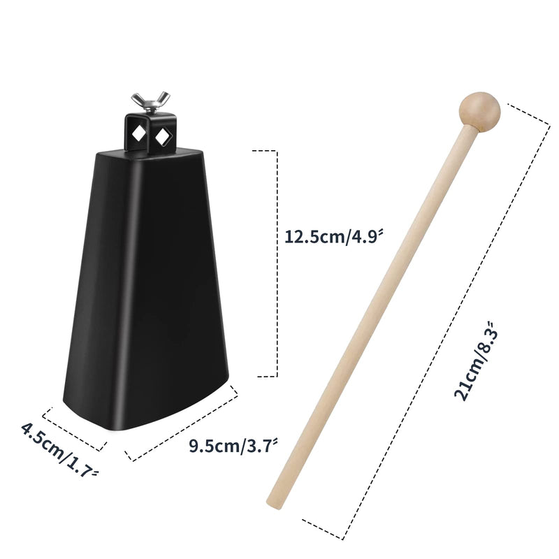Soulmate Cowbell 5 inch Metal Steel Cow Bell Instrument Noise Makers Cowbell Hand Percussion Cow Bells with Handle Stick for Drumset 5”
