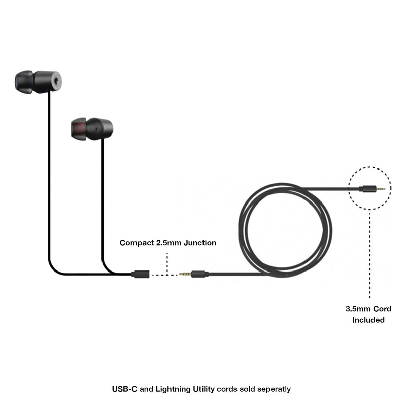 Koss Utility Cord USB-C Cable, Black, in-Line Microphone and Remote | Build-in 24-bit/96kHz DAC, Works with Utility Series System