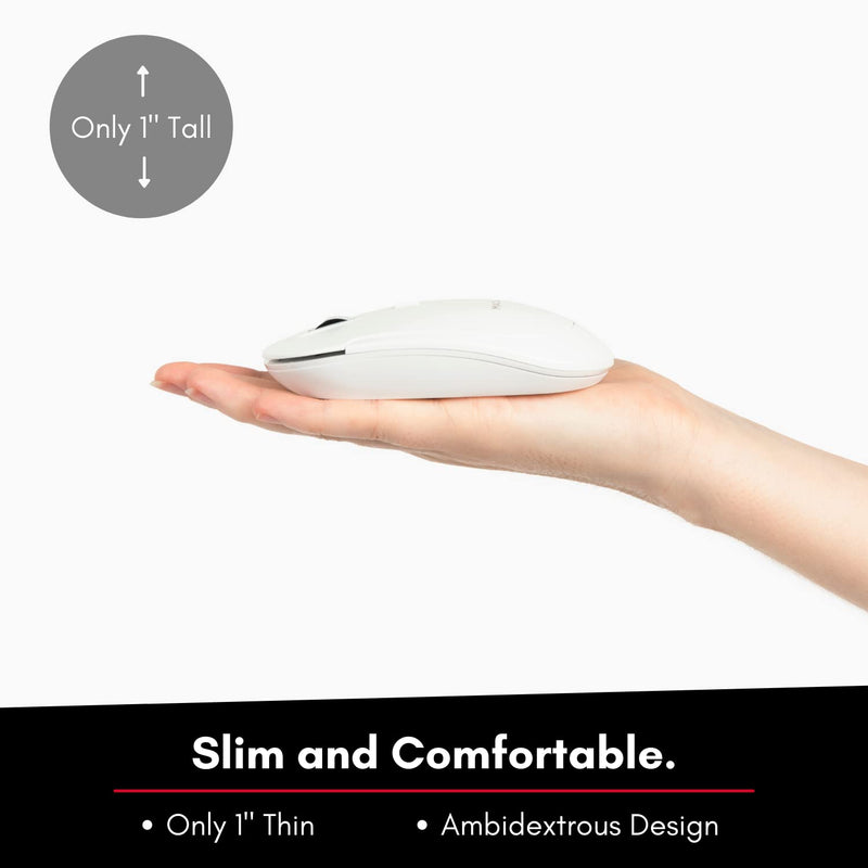 Macally Wireless Bluetooth Mouse for Mac, MacBook Pro / Air, iPad, and PC - Quiet Click and Comfortable Wireless Mouse - Compatible Wireless Apple Mouse - White Laptop Mouse Bluetooth