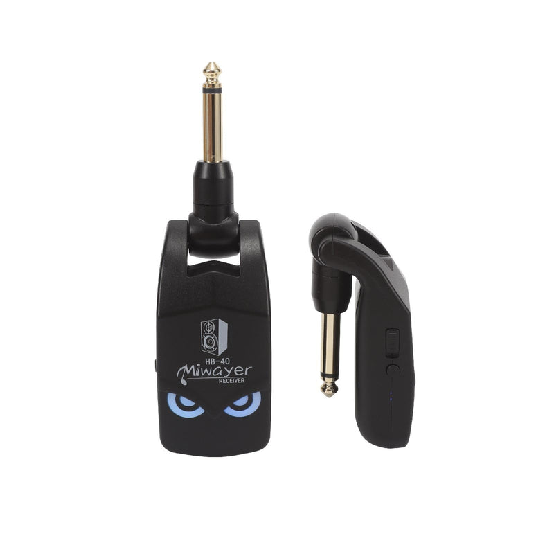 Miwayer 2.4GHz Wireless Guitar System Rechargeable Lithium Battery Audio Wireless Guitar Transmitter Receiver For Electric Guitar Bass Violin Keyboard Instruments (HB-40 Black) HB-40 Black