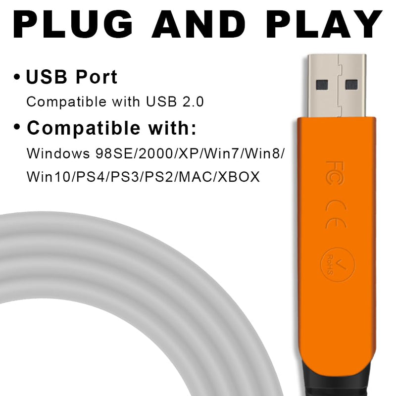 USB Guitar Cable for Instruments Recording 10FT USB-A to 6.35mm 1/4 TS Gold-Plated Cable Audio Adapter for Eletronic Guitar, Bass, Piano Recording Compatible with PC, Mac etc. - 10FT/3.1M