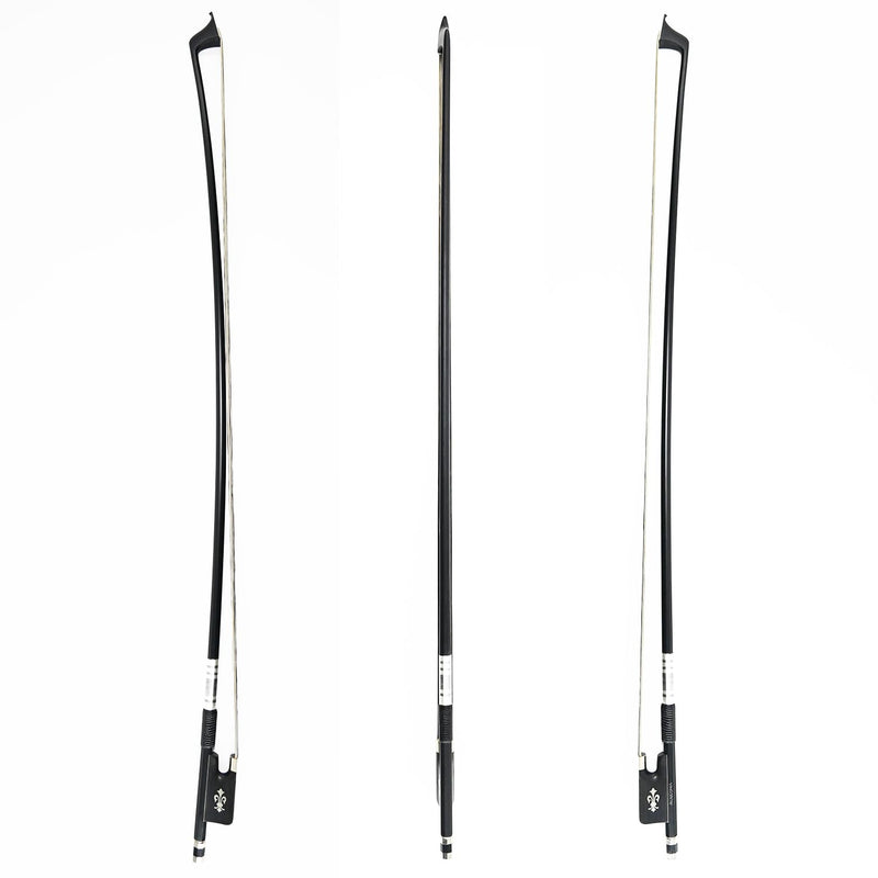 4/4 Full Size Cello Bow Advanced Carbon fiber Bow with Black Hair and White Hair Mixed Unique Design