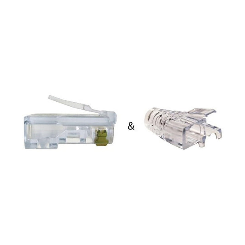 Platinum Tools 202016J EZ-RJ45 Cat6 50/50 Combo, Modular Connector for Ethernet Cable Termination, 100 per Jar Connector&Strain Relief