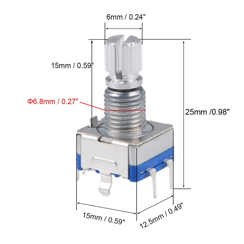 sourcing map 360 Degree Rotary Encoder, Code Switch, Potentiometer, EC11, 7 Pins, 15 mm Shank, Pack of 5