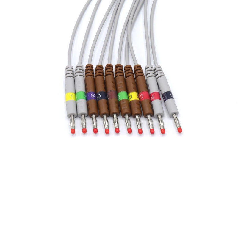 Compatible ECG/ECG Cable for Schiller AT10, AT10 Plus, AT101, AT102, AT102-Plus, AT104, AT110, AT3, AT5, AT6, AT60 10 Cable 9.8 ft IEC Banana 4.0 mm 15 Pins SK1214B