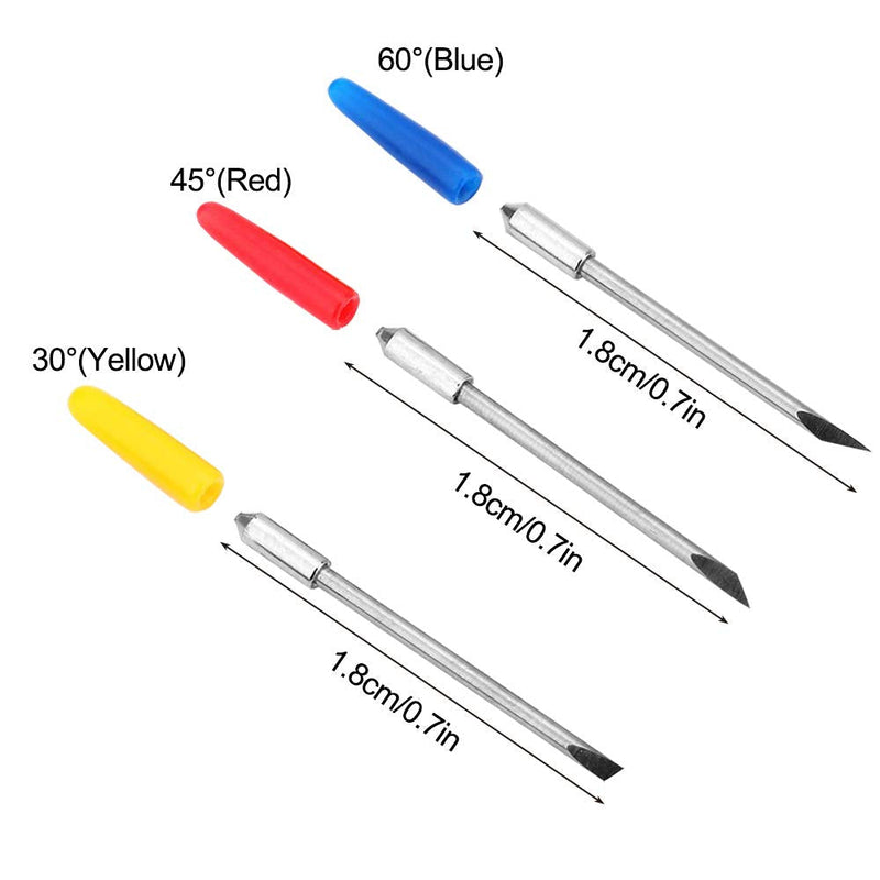 AFUNTA 30 pcs 30/45 /60 Degree Carving Knife Vinyl Cutter Plotter Cutting Blades for CB09 CB09U Graphtec – Blue, Yellow, Red