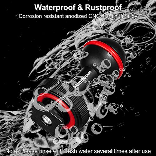 MINIFOCUS 1'' Ball Clamp Mount with Cold Shoe Ball Mount Head Base Adapter Connector for Diving Light Arm Underwater Camera Waterproof Housings Case Video/Flash/Strobe Hot Shoes Cold Shoe&Clamp