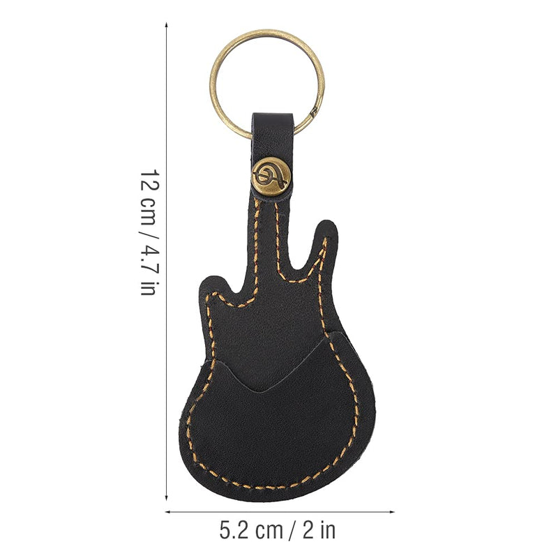 Leather Guitar Picks Case Guitar Pick Holder Guitar Plectrums Bag Guitar Pick Keychain Holder Guitar Pick Storage Bag Brass Guitar Pick Accessories with 5PCS Guitar Picks (Black) Black