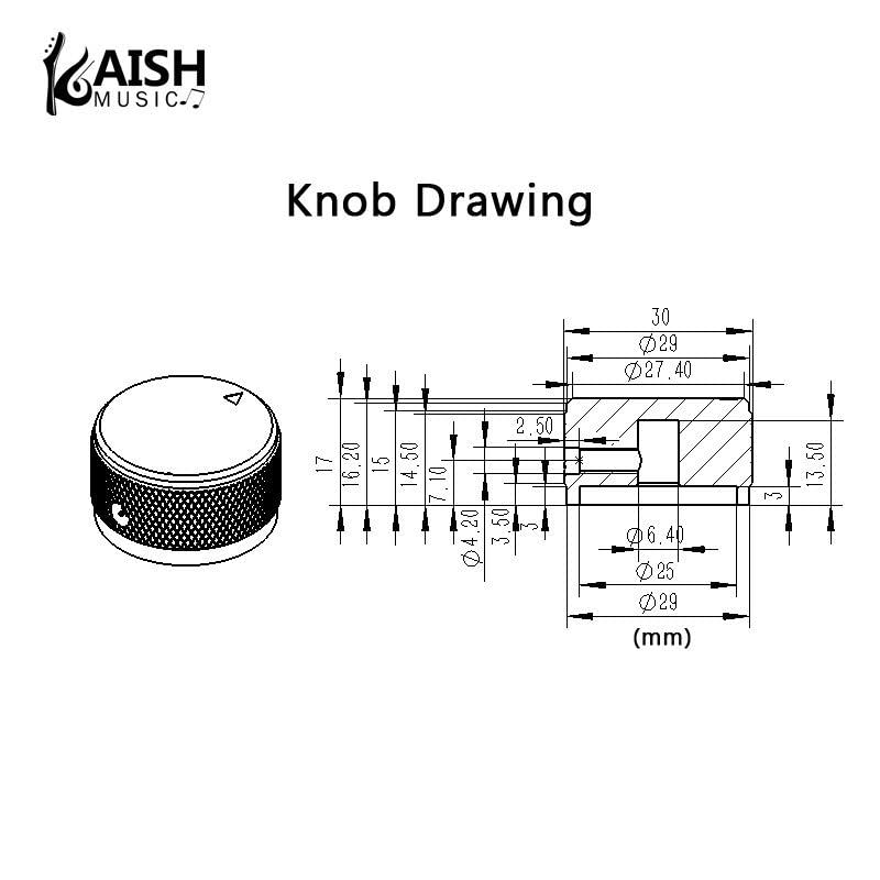 KAISH 2-Pack 1-3/16"(30mm) Diam. Aluminium Potentiometer Knobs 1/4" Universal Metal Pot Knobs with Indicator and Set Screw for AMP Amplifier/Power Amplifier/Preamps Black with Knurl Design
