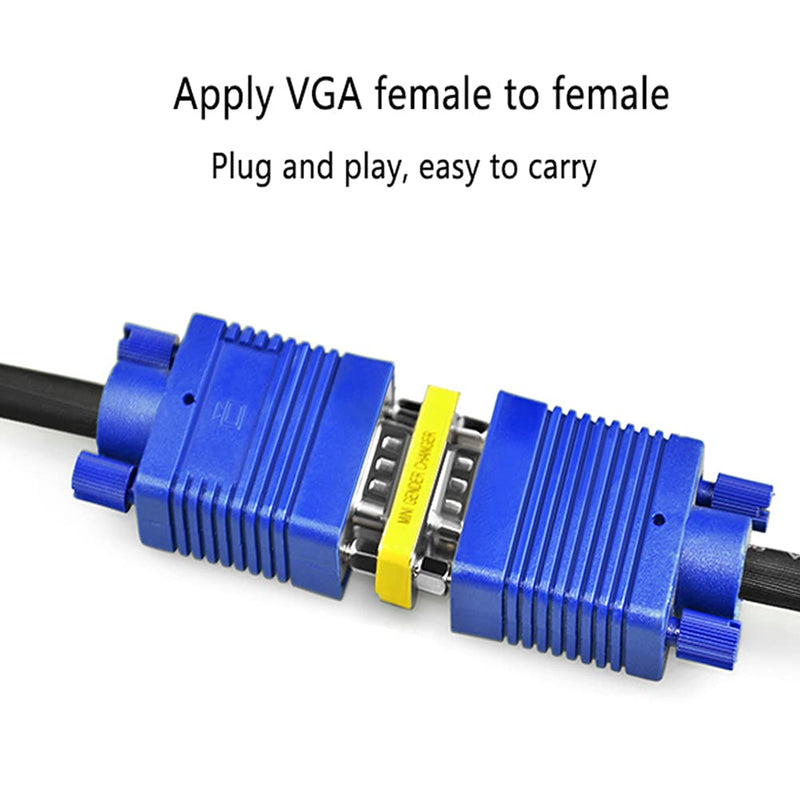 vga to vga 15 vga Connector、Null Modem Adapter Male to Male、Male to Female、vga Female to Female Adapter Extender Dual vga Adapter for 2 Monitors (2, Female to Female)