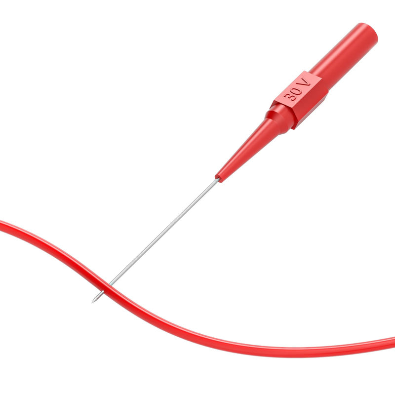 Cleqee 10PCS 0.7mm Long Version Test Probes Pins Non-Destructive Insulation Wire Piercing Needles Stainless Steel Multimeter Probes for 4mm Male Banana Plug Red&Black Long Version Red&Black