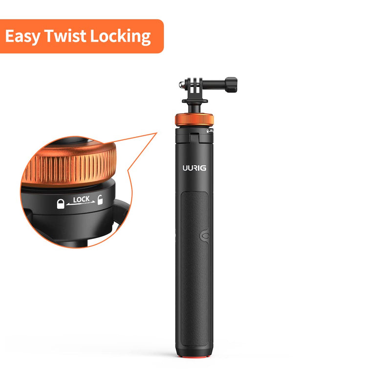 UURig Telescopic Selfie Stick Long with Tripod, Waterproof Hand Grip, for Insta360 GoPro Hero 10 9 8 7 6 5 4 3 2, Fusion, Max, Session, AKASO, SJCAM, DJI OSMO GoPro A0009