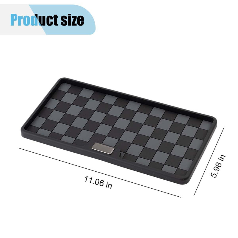 Car Dashboard Non Slip Mat, 11.06'' x 5.98'' Universal Grid Multi-Functional Sticky Adhesive Pad, Dash Sticky Gripping Mat for Cell Phones, Keys, Sunglasses, Electronic Devices, GPS (Black Gray) Black Gray