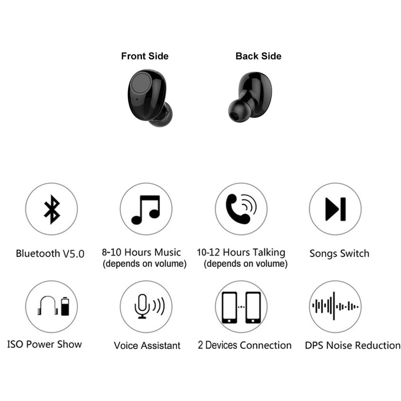 Single Bluetooth Earpiece10 Hrs Playtime,Wireless Headphone, Mini Bluetooth Headset Hands-Free Car Earphone,Cell PhoneV5.0 Bluetooth Earbud for Smart Phones PC TV Audiobook (black) Black