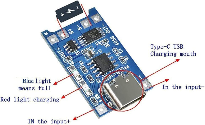 Fastsaw Pack of 25 Micro Input Interface Type-C USB 5V 1A 18650 Lithium Charger Module Charging Card with Double Protection Function