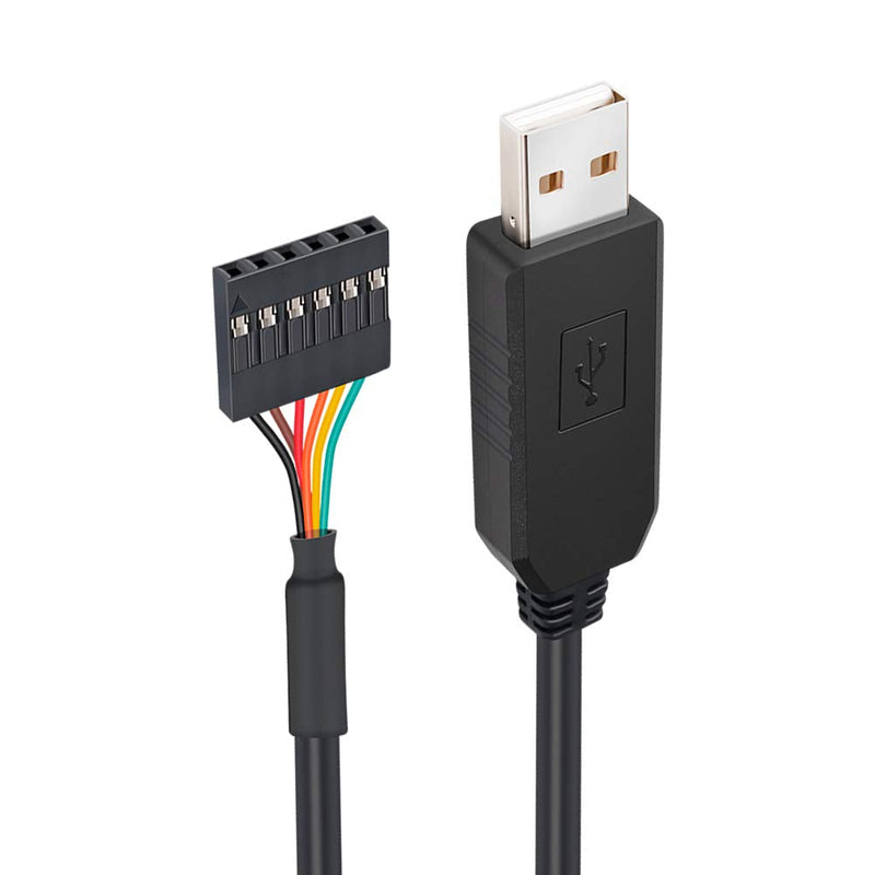 DTECH FTDI USB to TTL Serial 5V Adapter Cable 6 Pin 0.1 inch Pitch Female Socket Header UART IC FT232RL Chip Windows 11 10 8 7 Linux MAC OS (6ft, Black) 6ft/1.8m